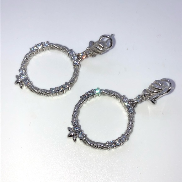 JUDITH RIPKA PIERCED DROP WREATH & DIAMONIQUE EARRINGS 💜 - Picture 1 of 7